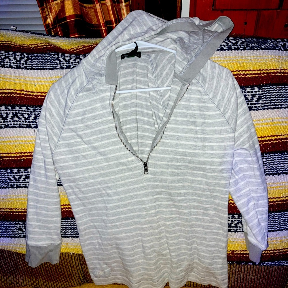 Ralph Lauren hooded  half zip striped light sweater